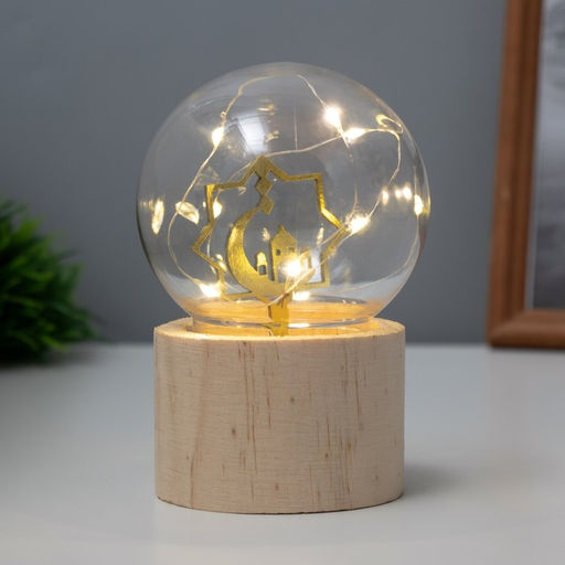 Фигурка светящаяся RISALUX «Полумесяц», LED-ночник, 3×AG10, шар-8 см, 6.5×6.5×11.5 см