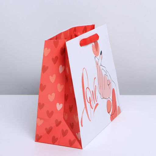 Пакет подарочный ламинированный, упаковка, «Люблю», ML 23×27×11.5 см