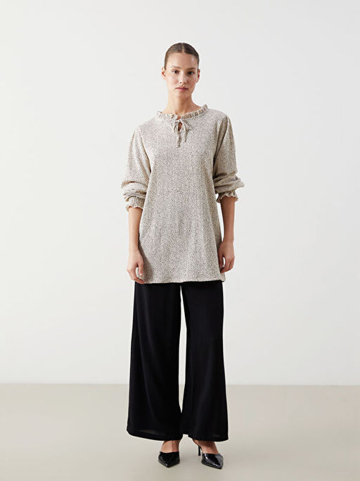 Ba?lamal? Yaka Desenli Kad?n Bluz