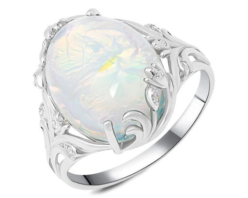 Кольцо, опал голубой рек., СПН4051