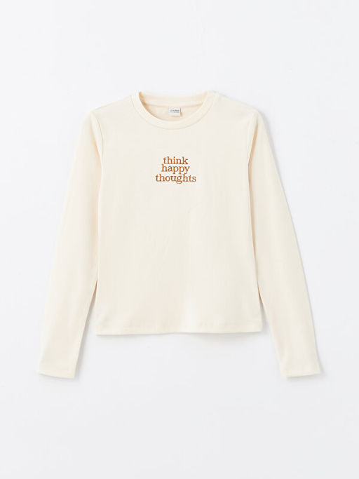 Bisiklet Yaka Nak??l? Uzun Kollu K?z ?ocuk Ti??rt