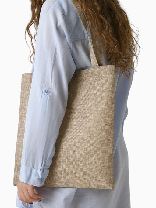 Сумка текстильная шопер на молнии, 33×0.5×38 см, бежевая