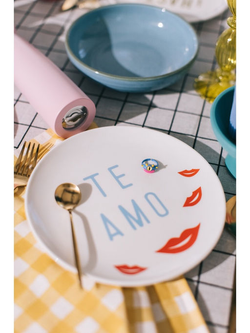 Тарелки SL Home Уроки испанского: Amor - Te amo, d=22 см, набор 2 шт., фарфор, белые, розовые