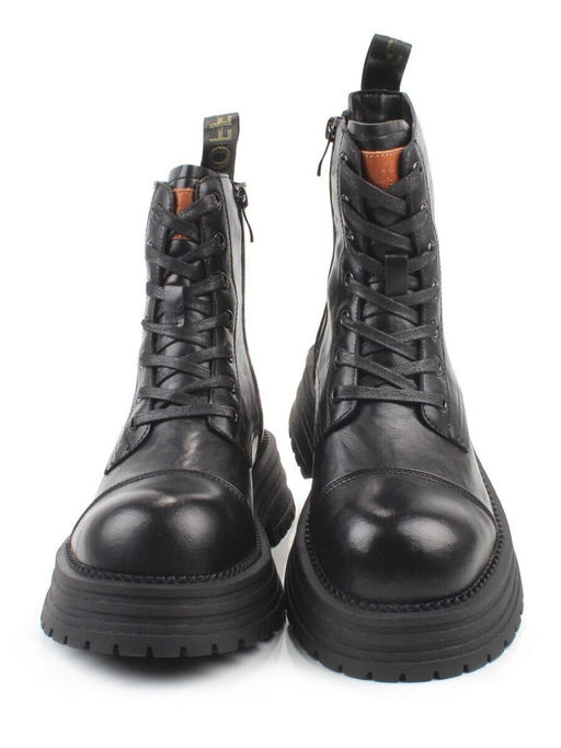 01-A13-1 BLACK Ботинки демисезонные женские (натуральная кожа)