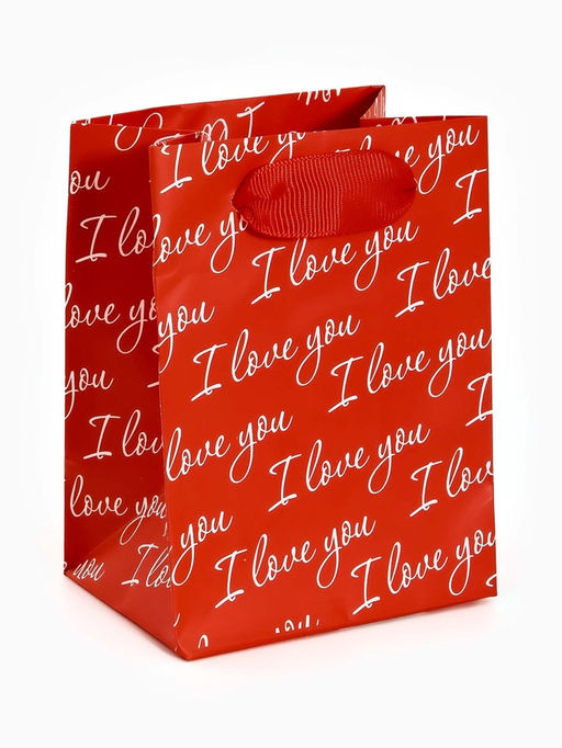 Цена за 4 шт. Пакет подарочный ламинированный Love you, 9×12×6.5 см