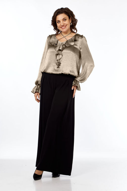 Блуза Olga Style С889 темный беж-зелень