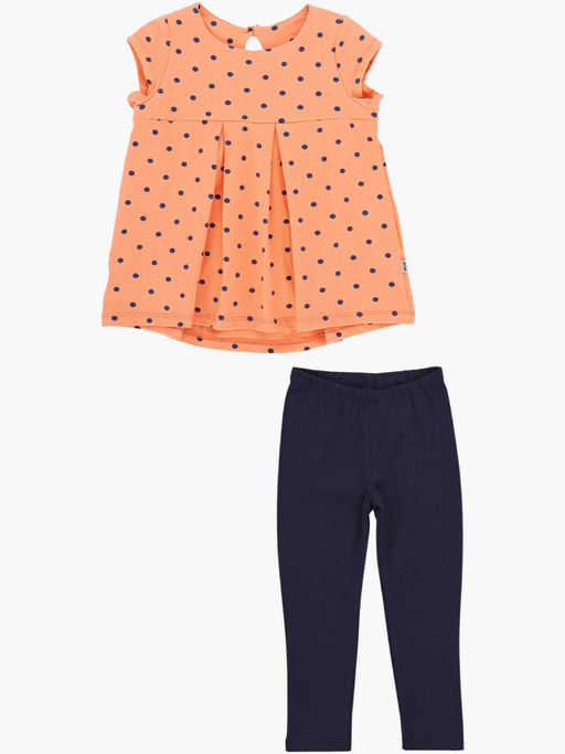 Комплект для девочки детский сад с лосинами UD 1624 персик горошек - Mini maxi фото 4