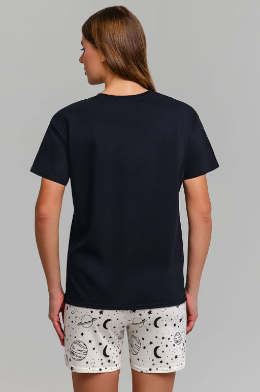 Арт. 9147 Пижама с шортами 42-50 (5 шт) Цвет:верх-черный,низ-молочный - Калинка фото 7