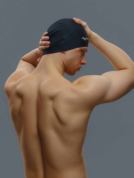 Шапочка для плавания взрослая ONLYTOP Swim, непромокаемая, тканевая, обхват 54-60 см, цвет чёрный