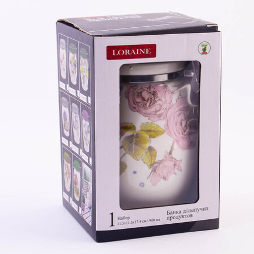 60256 Банка для сыпучих 900мл Розовый сад доломит/металл LR (х24) - Mayer&boch фото 2