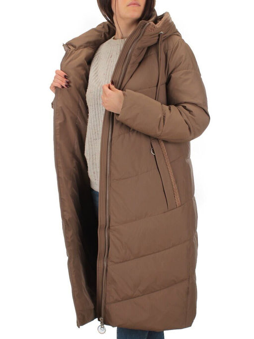 126 BROWN Пальто зимнее женское (200 гр. холлофайбер) - Фабричный китай фото 7