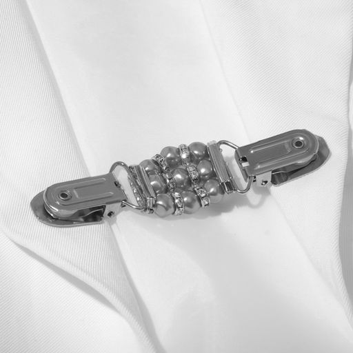 Зажим для кардигана «Грация», бело-серый в серебре