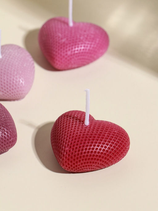 Набор свечей декоративных "Вафельные сердца" 5 шт 4,5х4,5 розово-фиолетовые 6,5х22,5х3,5 см   109135