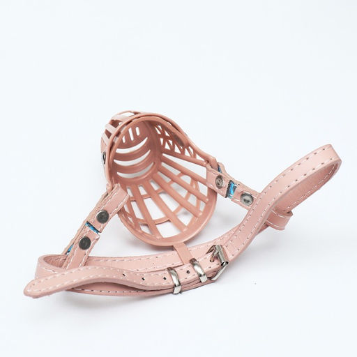 Намордник пластиковый №1 с ошейником из эко кожи ОМ 11 см ДН 5 см ОШ 31-42 см - Пижон фото 3