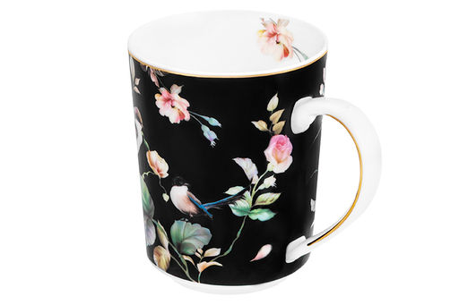 Кружка 360 мл 12*8,5*10,5 см Певчие птички на черном NEW BONE CHINA - Elan gallery фото 6