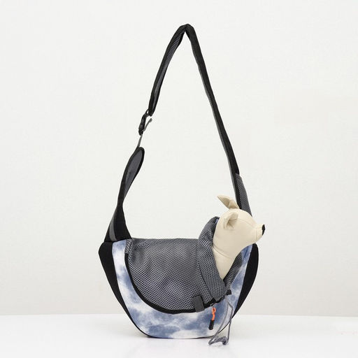 Сумка-переноска Слинг с креплением для ошейника, 45 х 11 х 24 см, бело-серая - Пижон фото 2