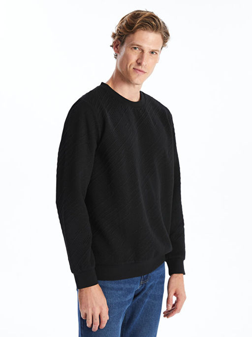 Bisiklet Yaka Uzun Kollu Erkek Sweatshirt