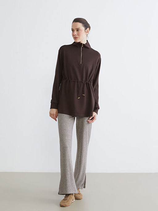 Dik Yaka Oversize Kad?n Sweatshirt Tunik