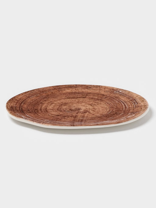 Блюдо для подачи Magistro Wood, 16×14×0.6 см, фарфор, коричневое