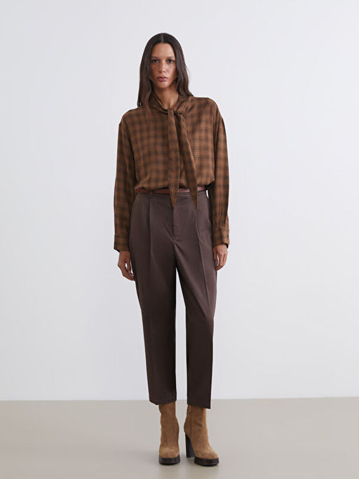 Fular Yaka Ekose Kad?n G?mlek