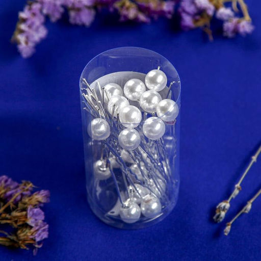 Цена за 12 шт. Шпилька для волос «Жемчужинка», 1 см, белая