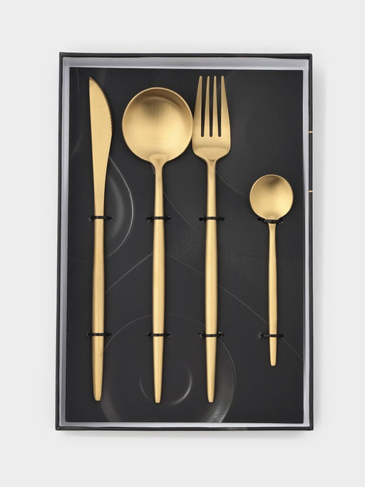 Столовые приборы Magistro Фолк, 4 предмета, нержавеющая сталь, золотистые  фото 5
