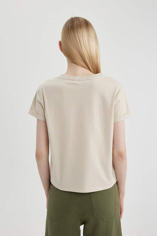 Крутая футболка стандартного кроя с круглым вырезом и короткими рукавами с принтом - Defacto фото 5