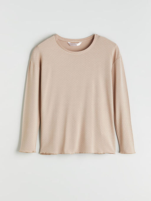 Bisiklet Yaka Puantiyeli Kad?n Pijama ?st?