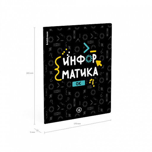 Цена за 5 шт. Тетрадь общая ученическая ErichKrause Inscription, Информатика, 48 листов, клетка, твин-лак  фото 4