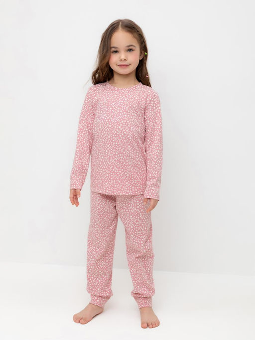 К 1561/розовый зефир,цветочный узор пижама дет