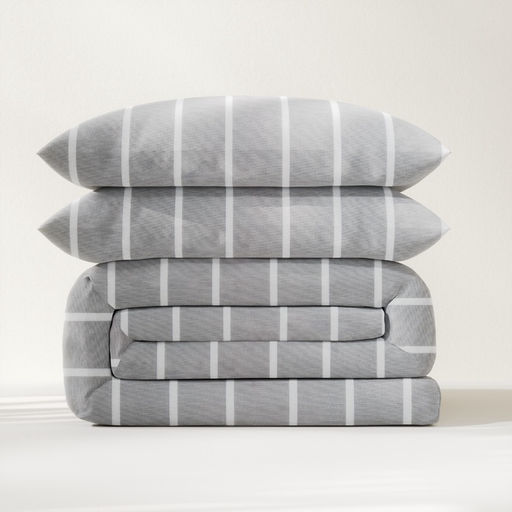 Постельное бельё евро «Этель» Gray stripes, поплин