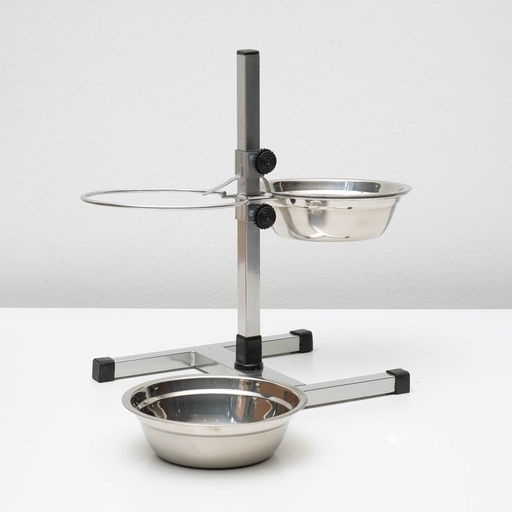 Подставка с мисками, 2 х 1 л, высота 40 см, разборная с верхним фиксатором, хром - Пижон фото 5