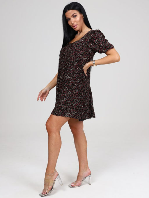 019 ПЛАТЬЕ ЖЕНСКОЕ (Чёрный/цветочки) - А-дина фото 4