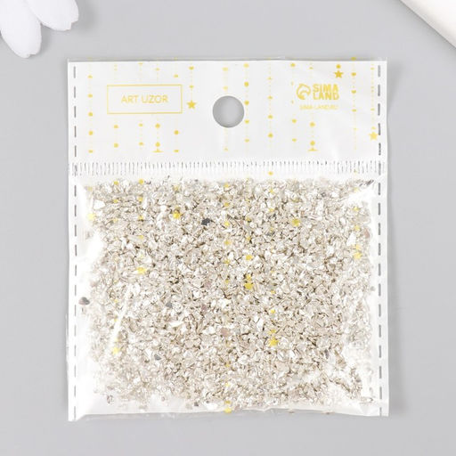 Цена за 2 шт. Декор "Стеклянная серебрянная крошка" 20 гр