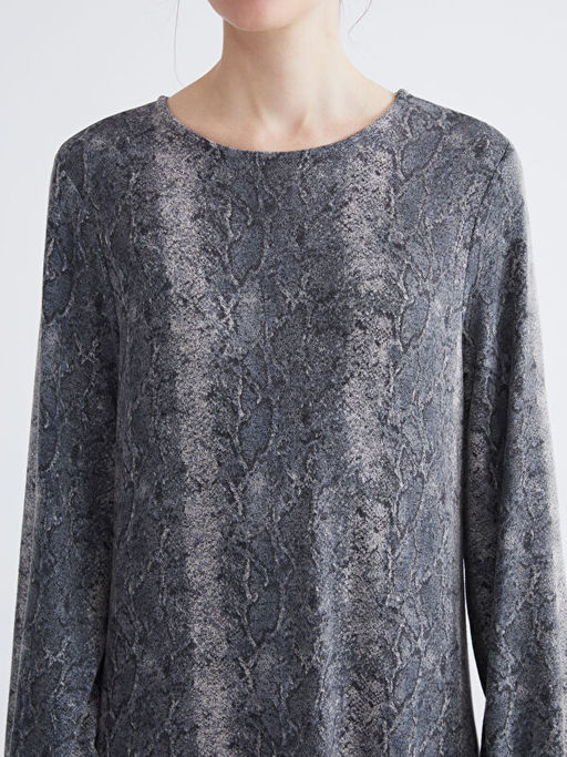 Bisiklet Yaka Desenli Elbise