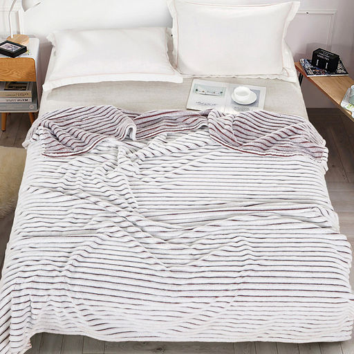 Плед/покрывало 180х200см "Белый тигр-004", велсофт "Мармари" полоса, высокий ворс, полиэстер 100%, плотность 350г/м2, упаковка пояс бумажный, "Домашняя мода" (Россия)