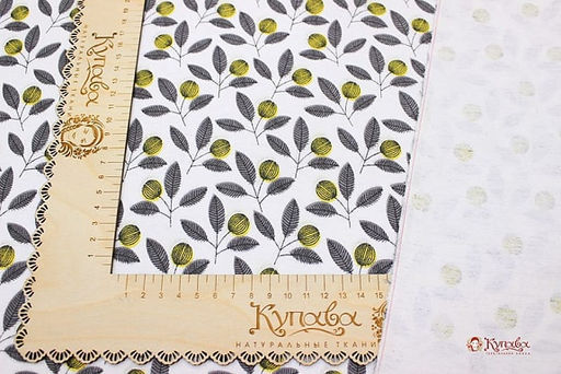 Теплый хлопок Ягода на веточке цв.белый, СОРТ2, ш.1.46м, хлопок-100%, 160гр/м.кв - Купава фото 4