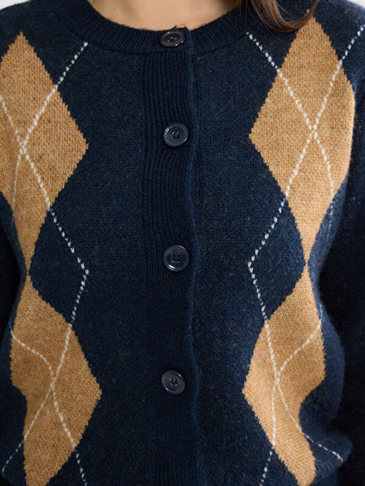 Bisiklet Yaka Baklava Desenli Kad?n Triko H?rka