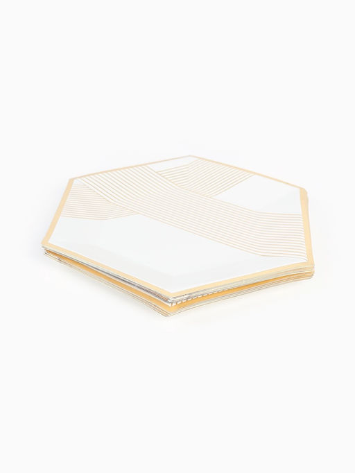 Посуда одноразовая бумажная на 20 персон, 40 предметов, бело-золотой цвет