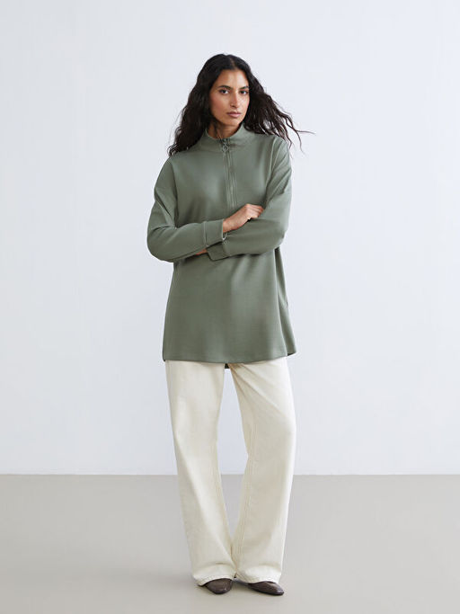 Dik Yaka Kad?n Sweatshirt Tunik