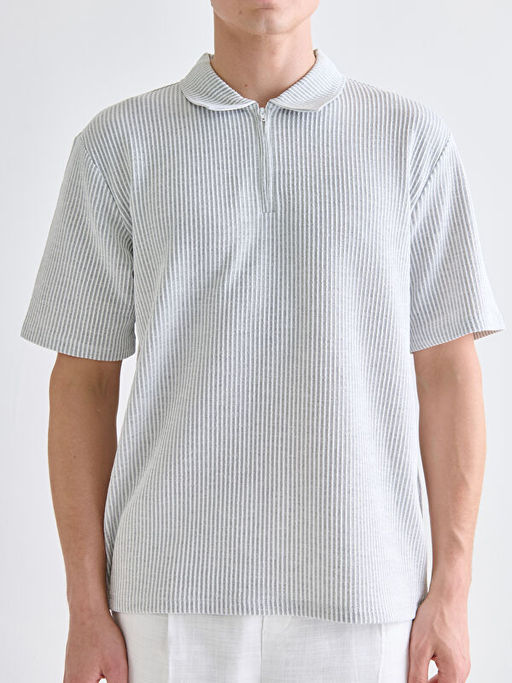 Polo Yaka ?izgili Penye Erkek Ti??rt