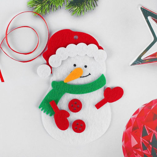 Ёлочная игрушка из фетра «Весёлый снеговик», своими руками