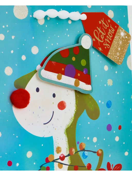 Набор подарочных пакетов «Новый год», 3 шт., голография, с шильдиком и объёмным декором, 25×30.5×12.5 см