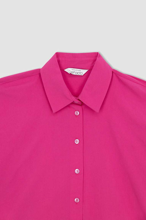 Базовая рубашка оверсайз из поплина, туника из 100% хлопка - Defacto фото 9