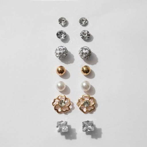 Серьги пусеты QF «На каждый день», 7 пар, набор вечеринка, миксы