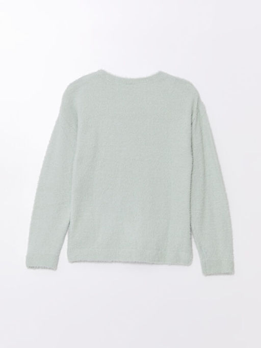 Bisiklet Yaka ?i?ekli K?z ?ocuk Triko Kazak - Waikiki фото 3