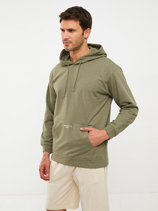 Oversize Uzun Kollu Bask?l? Erkek Hoodie - Waikiki фото 2