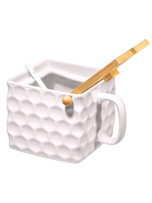 Банка д/сыпучих продуктов 1 л 16,5*15*12 см Соты с ложкой и откидной бамб. крышкой, пыльная роза - Elan gallery фото 5