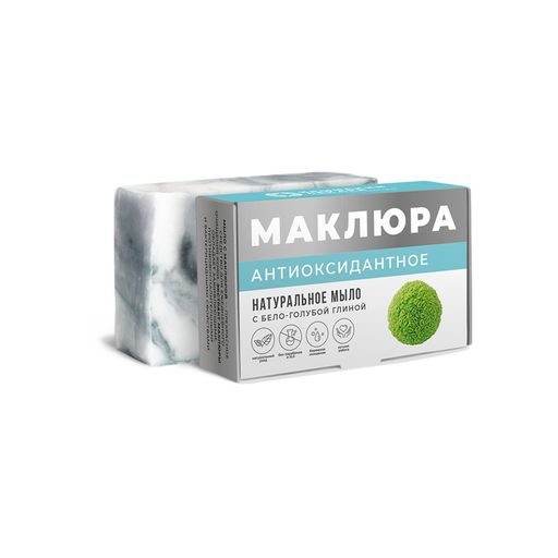 Мыло натуральное с маклюрой Антиоксидантное с бело-голубой глиной - Крымский лекарь фото 2