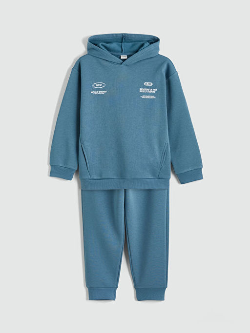 Kap??onlu Bask?l? Erkek ?ocuk E?ofman Tak?m?